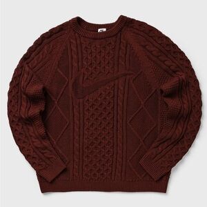 Men’s Nike Brown Crewneck Cable Knit Sweater